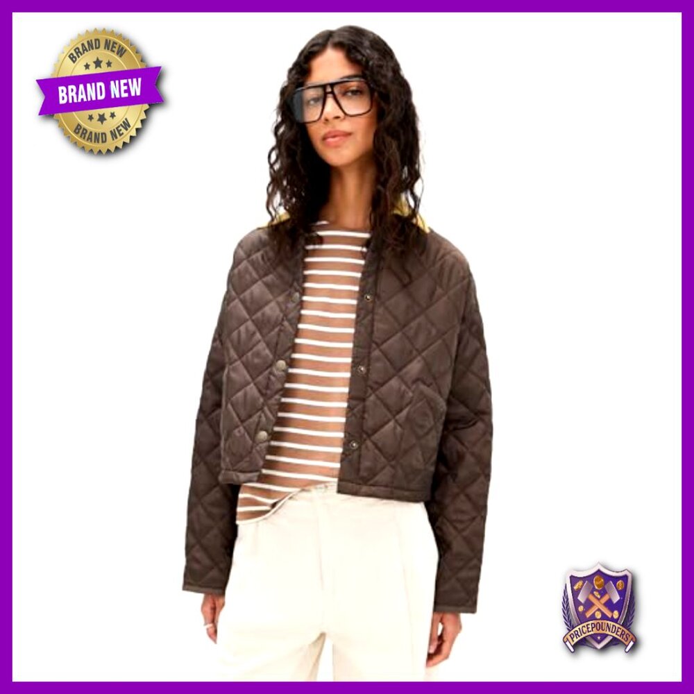 Cropped Quilted Jacket Lightweight Technical Weav… - image 2